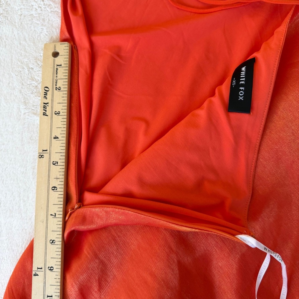 White Fox Strapless Mini Dress Orange Metallic Tie Up Back Vintage Y2K Baddie XS - Picture 9 of 13